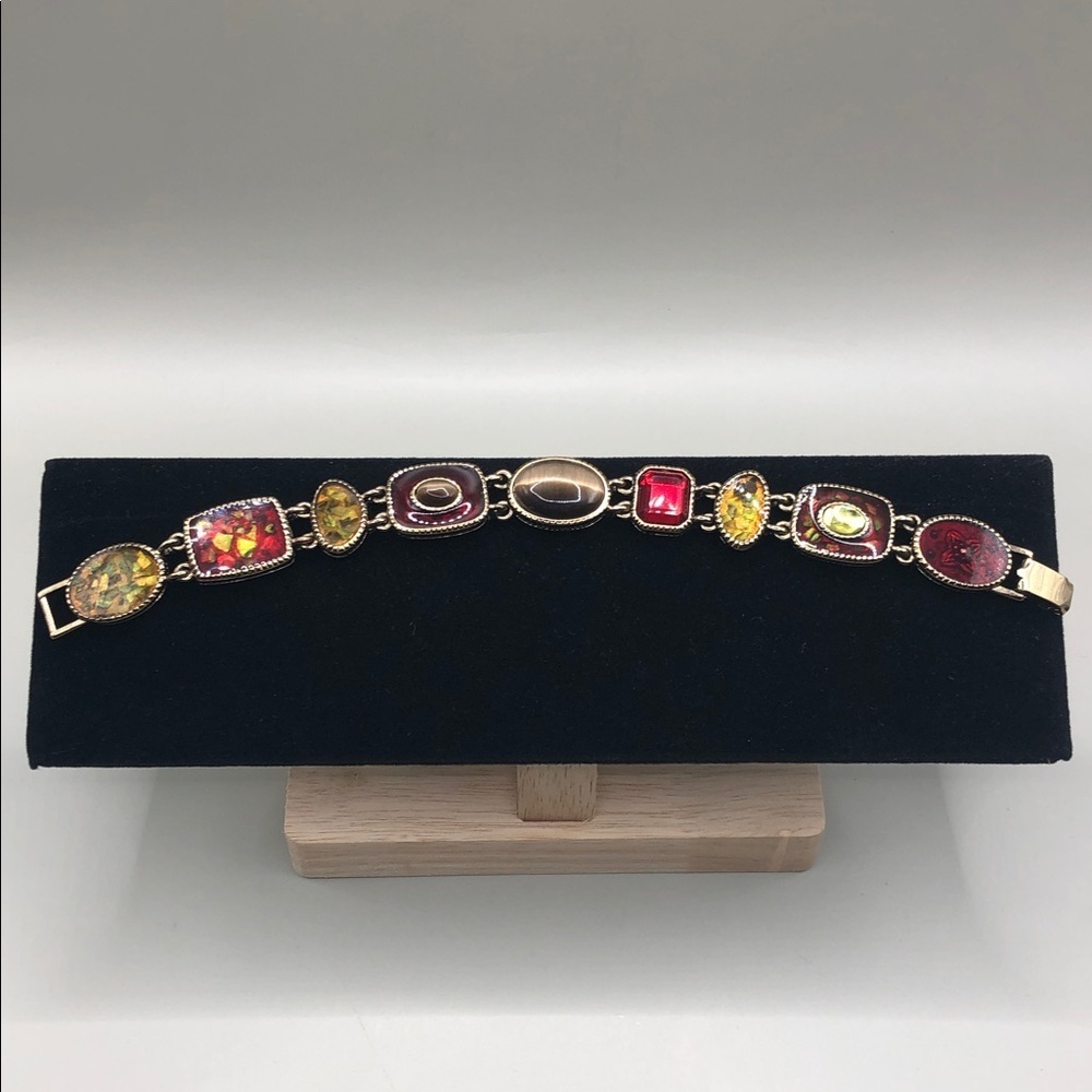 Vintage Liz Claiborne Bejeweled Links Costume Dressy Statement Bracelet